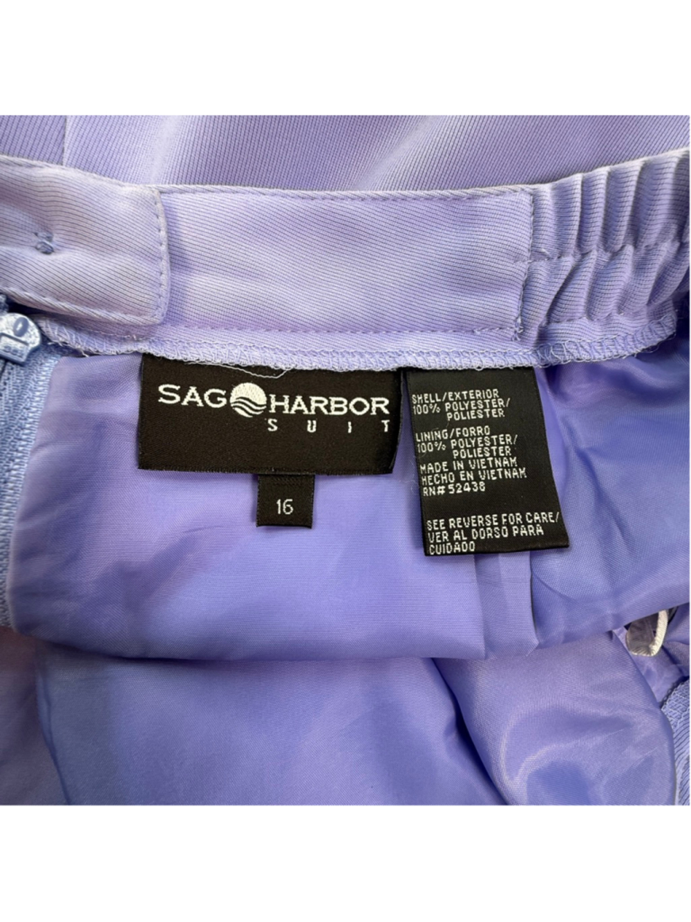 Sag Harbor Lavender Skirt Suit Scarf Set Size 16 Career Church Easter Mother of - Picture 7 of 11
